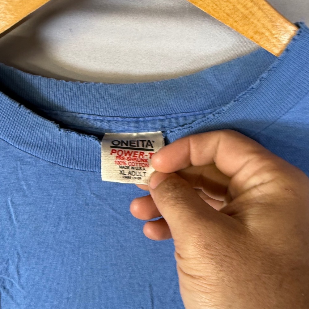 Vintage Blue T Shirt Cactus Graphic Print Pocket Tee Mens XL Oneita Power T - Picture 4 of 8